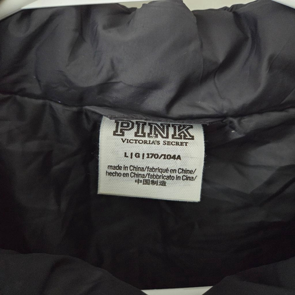 Women's PINK Victoria's Secret Black Puffer Jacket L - Picture 2 of 11